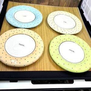 RAY DUNN Set Of 4‎ Artisan Coll. Dessert Plates, Pastels, Yum, Taste, Snack, Eat